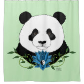 Panda Beer Lotus Flower Blue Douchegordijn (Voorkant)