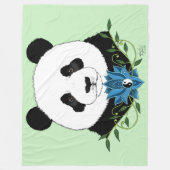 Panda Beer Lotus Flower Blue Fleece Deken (Voorkant)
