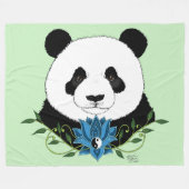 Panda Beer Lotus Flower Blue Fleece Deken (Voorkant (Horizontaal))
