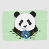 Panda Beer Lotus Flower Blue Golfhanddoek (Horizontaal)