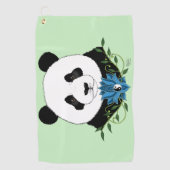 Panda Beer Lotus Flower Blue Golfhanddoek (Voorkant)