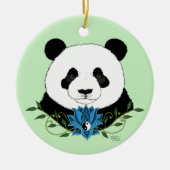 Panda Beer Lotus Flower Blue Keramisch Ornament (Voorkant)