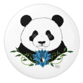 Panda Beer Lotus Flower Blue Keramische Knop (Voorkant)