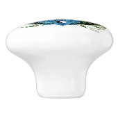 Panda Beer Lotus Flower Blue Keramische Knop (Zijkant)