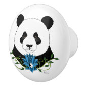 Panda Beer Lotus Flower Blue Keramische Knop (Rechts)