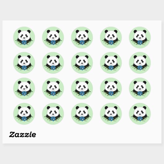 Panda Beer Lotus Flower Blue Ronde Sticker (Vel)