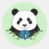 Panda Beer Lotus Flower Blue Ronde Sticker (Voorkant)