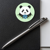 Panda Beer Lotus Flower Blue Ronde Sticker