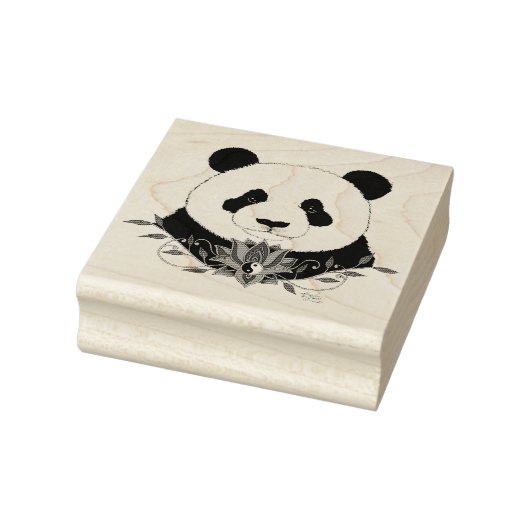 Panda Beer Lotus Flower Blue Rubberstempel (Stempel)