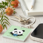 Panda Beer Lotus Flower Blue Sleutelhanger (Voorkant Rechts)