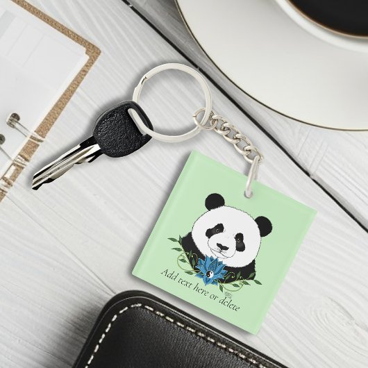 Panda Beer Lotus Flower Blue Sleutelhanger