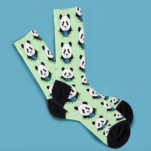 Panda Beer Lotus Flower Blue Sokken