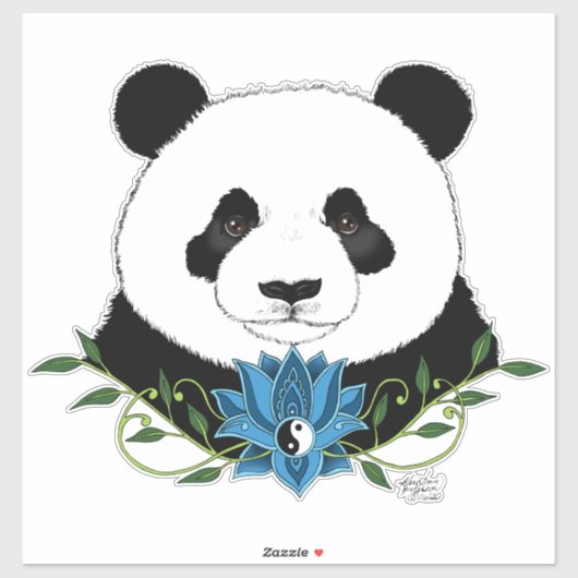 Panda Beer Lotus Flower Blue Sticker (Vel)