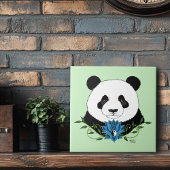 Panda Beer Lotus Flower Blue Tegeltje