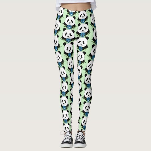 Panda Beer Lotus Flower Leggings (Voorkant)