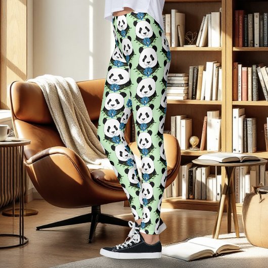 Panda Beer Lotus Flower Leggings