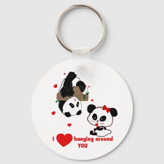 Panda Beer Love Couple - Man to Woman Gift Idee Sleutelhanger (Voorkant)