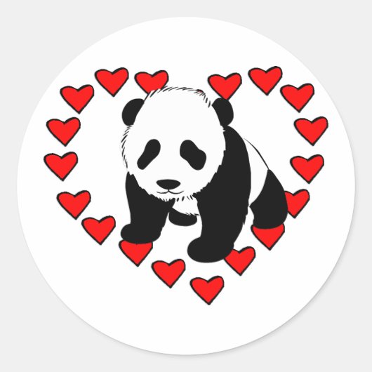 Panda Beer Love Ronde Sticker (Voorkant)