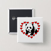 Panda Beer Love Vierkante Button 5,1 Cm (Voorkant /achterkant)