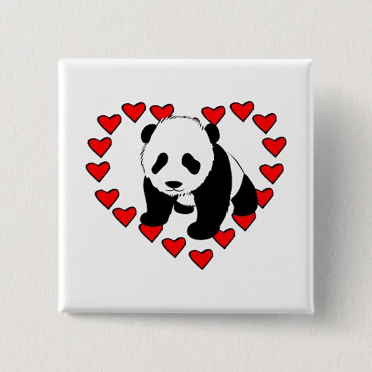 Panda Beer Love Vierkante Button 5,1 Cm (Voorkant)