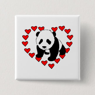 Panda Beer Love Vierkante Button 5,1 Cm