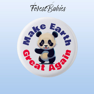 Panda Beer, maak de aarde weer groot, milieu Ronde Button 3,2 Cm