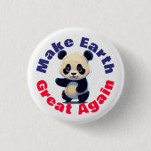 Panda Beer, maak de aarde weer groot, milieu Ronde Button 3,2 Cm (Voorkant)