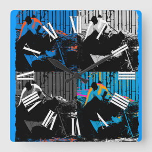 Panda-Beer Meerpanelen Modern Kunstontwerp Vierkante Klok