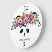 Panda Beer Meisje Bloemenkroon gepersonaliseerd Grote Klok (Hoek)