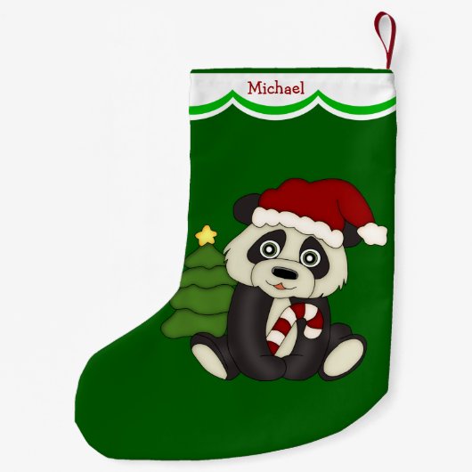 Panda Beer Merry Christmas Gepersonaliseerd Kleine Kerstsok (Achterkant)