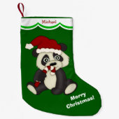 Panda Beer Merry Christmas Gepersonaliseerd Kleine Kerstsok (Voorkant)