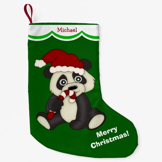 Panda Beer Merry Christmas Gepersonaliseerd Kleine Kerstsok (Voorkant)