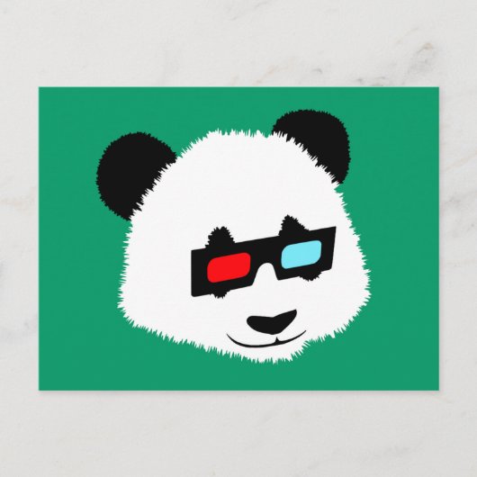 Panda-Beer met 3D-bril Briefkaart (Voorkant)