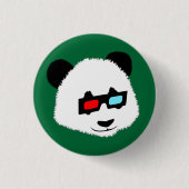 Panda-Beer met 3D-bril Ronde Button 3,2 Cm (Voorkant)