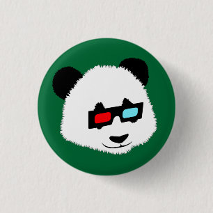 Panda-Beer met 3D-bril Ronde Button 3,2 Cm