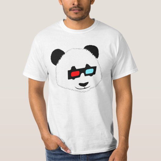 Panda-Beer met 3D-bril T-shirt (Voorkant)