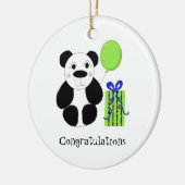 Panda-Beer met ballon gefeliciteerd Keramisch Ornament (Links)