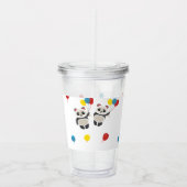 Panda beer met ballonnen wit acryl drinkbeker (Rechts)