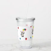 Panda beer met ballonnen wit acryl drinkbeker (Achterkant)