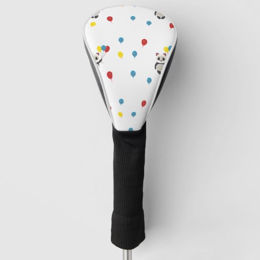 Panda beer met ballonnen wit golfheadcover (Voorkant)