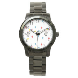 Panda beer met ballonnen wit horloge