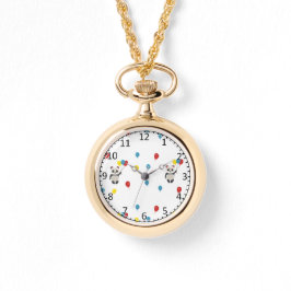 Panda beer met ballonnen wit horloge