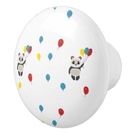 Panda beer met ballonnen wit keramische knop