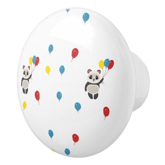 Panda beer met ballonnen wit keramische knop (Rechts)