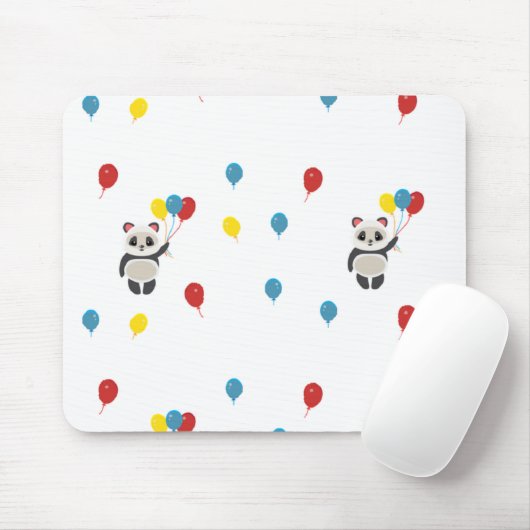 Panda beer met ballonnen wit muismat (Met muis)