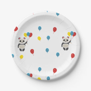 Panda beer met ballonnen wit papieren bordje