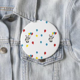 Panda beer met ballonnen wit ronde button 4,0 cm
