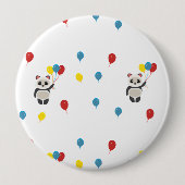 Panda beer met ballonnen wit ronde button 4,0 cm (Voorkant)