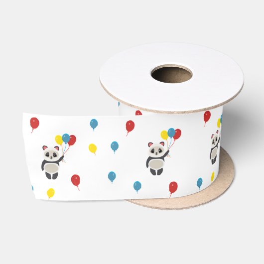 Panda beer met ballonnen wit satijnen lint (Spoel)