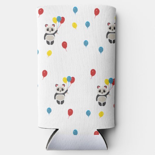 Panda beer met ballonnen wit seltzer blikjeskoeler (Voorkant)